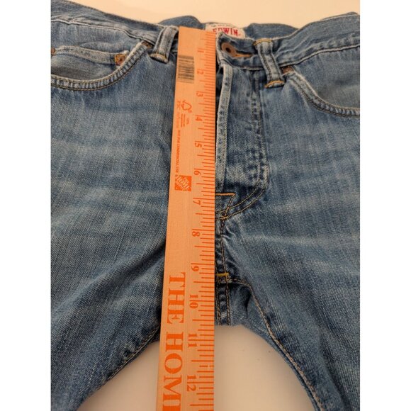 Edwin ED-55 Button Fly Tapered Jeans Mens Size 30x34 Blue Denim Relaxed Cotton - Picture 12 of 14